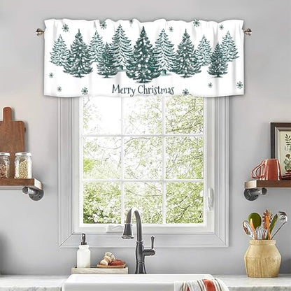 Christmas Green Tree Curtain Valances for Windows 42 x 12 Inch - color: Christmas-sy-sd0535, size: 42"W x 12"L (Pack of 1)