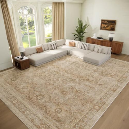 Washable 10x14 Area Rugs for Living Room, Brown/Taupe - color: Brown/Taupe, size: 10' x 14' (Rectangular)