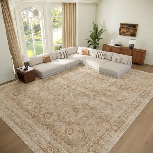 Washable 10x14 Area Rugs for Living Room, Brown/Taupe - color: Brown/Taupe, size: 10' x 14' (Rectangular)