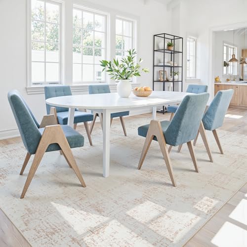 5x7 Washable Area Rug for Living Room Bedroom: Non-Slip Modern Beige White - color: Beige/White, size: 5' x 7' (Rectangular)
