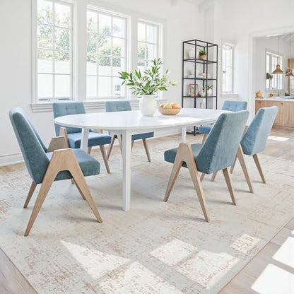 5x8 Washable Area Rug for Living Room Bedroom: Non-Slip Modern Beige White - color: Beige/White, size: 5' x 8' (Rectangular)