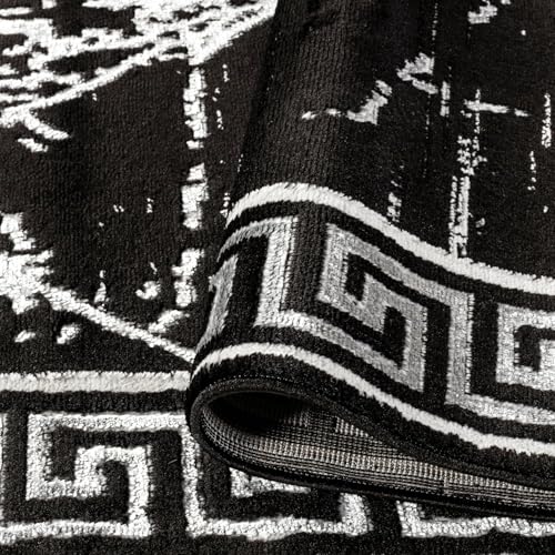 GLORY RUGS Area Rugs Marble 2x7 Black Gray Carpet Modern Abstract Rug Living Room Dining Bedroom Rug - color: Black Gray, size: 2' x 7' (Rectangular)