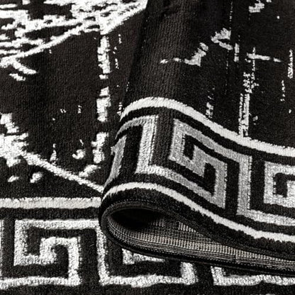 GLORY RUGS Area Rugs Marble 2x7 Black Gray Carpet Modern Abstract Rug Living Room Dining Bedroom Rug - color: Black Gray, size: 2' x 7' (Rectangular)