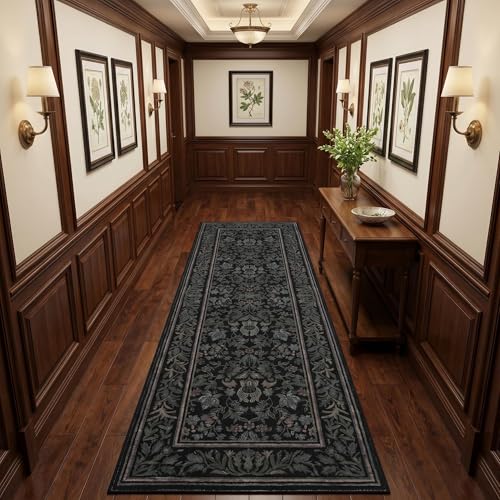 GarveeHome Washable 2.5x10 Hallway Runner Rug Non Slip Kitchen Rugs, Black - color: Black, size: 2'6" x 10' (Rectangular)