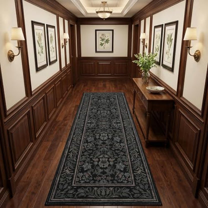 GarveeHome Washable 2.5x10 Hallway Runner Rug Non Slip Kitchen Rugs, Black - color: Black, size: 2'6" x 10' (Rectangular)