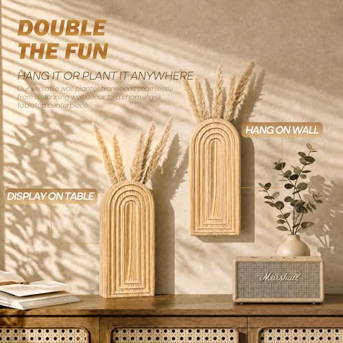 EOSAHR Wall Vase: Wall Planter for Indoor Plants & Fake Flowers, WarmYellow - color: Warm Sand