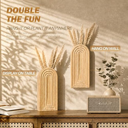 EOSAHR Wall Vase: Wall Planter for Indoor Plants & Fake Flowers, WarmYellow - color: Warm Sand