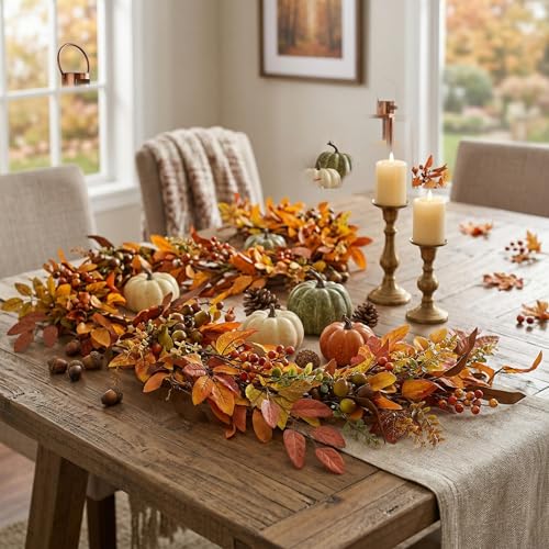 Montekin 6ft Artificial Thick Fall Berry Garland with Floral Flowers