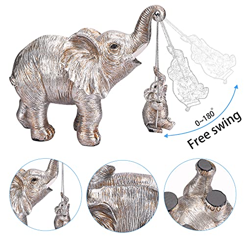Elephant Statue. Elephant Decor Brings Good Luck, Health, Strength. Elephant Gifts for Women, Mom Gifts. Decorations Applicable Home, Office, Bookshelf TV Stand, Shelf, Living Room - Silver - color: Vintage Silver