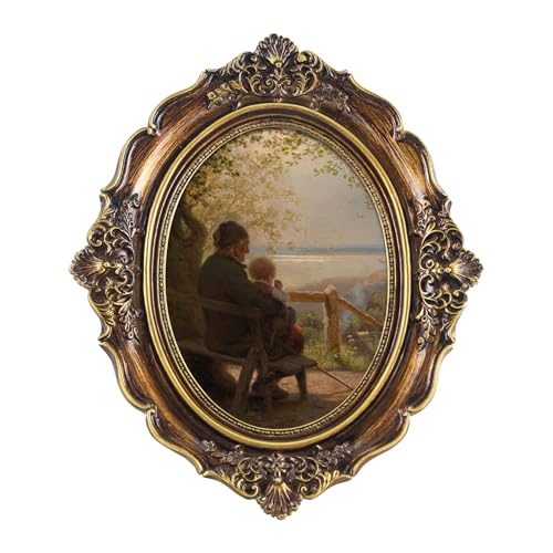 FOLKOR Rustic Canvas Wall Art for Antique Gold Picture Frame, Oval Landscape Prints Posters for Bedroom Living Room Decoration Memorial Gift, Vintage Home Decor for Wall Floating Shelf Desk, 5x7 - color: Family, size: 5x7"