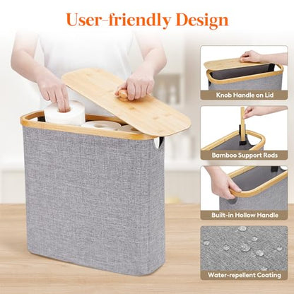 Lifewit Toilet Paper Storage Holder Extra Large Stand Basket 30L Light Gray - color: Gray, size: 30L