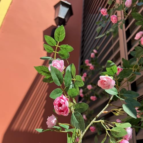 2X 6FT Fake Rose Garland, Flower Garland,Artificial Flower wild Rose Vine - color: Pink, size: 2