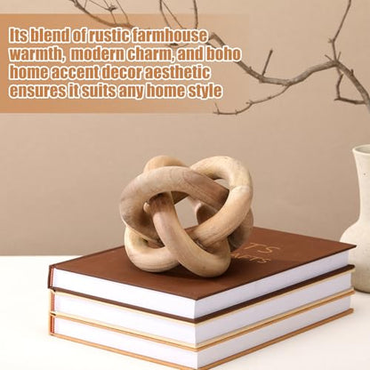 Yalikop 3 Link Wood Knot Decor Rustic Table Shelf Accents, Acacia Wood - color: Acacia Wood