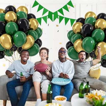 60pcs Green and Black Balloons 12inch with Dark Green Gold Balloons - color: Green Black Gold