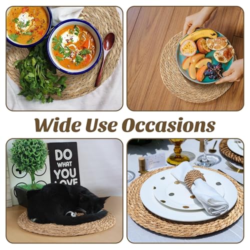 Kochorie 6 Pcs Round Woven Placemats 15 Inch Rattan Table Charger Plates - size: 15 Inch