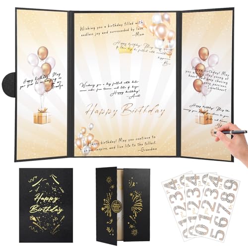 Black Gold Birthday Party Decoration 18"x12" Guest Sign in Book Alternative - color: Black