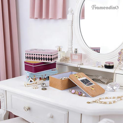 Framendino, 5 Pack Mini Tinplate Storage Boxes Small Empty Cartoon Trinket Jewelry Coin Containers Metal Rectangle Tin for Bead Case (Style C) - color: Cartoon