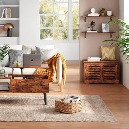 DINZI LVJ Wall Shelves, 23.6" Long Floating Shelves with Metal Brackets - color: Rustic Brown, size: 23.6 Inch
