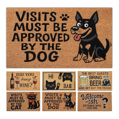 Funny Coir Door Mats Outside and Inside, Dog, 17 x 30 in - color: Dog