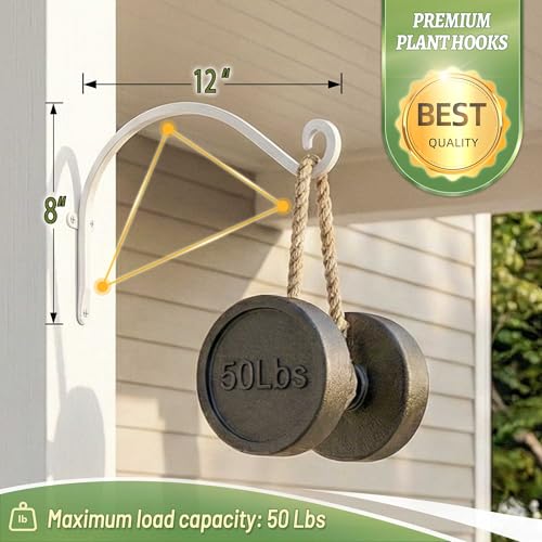 Heavy Duty Plant Bracket Outdoor: 12Inch 2 Pack Hanging Plant Hanger - size: 2W-12“2PCs