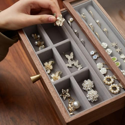 Black Walnut Jewelry Organizer, 3 Layer - size: 3 Layer