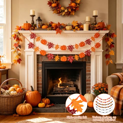 Fall Thanksgiving Garlands Halloween Banner Decorations for Home 6 Pcs