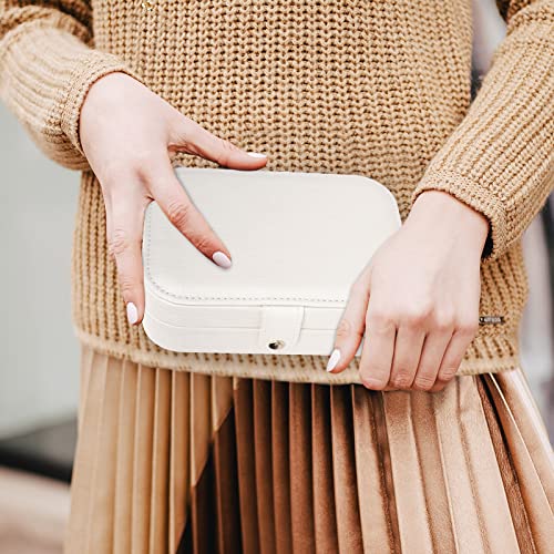 Travel Jewelry Box, Jewelry Organizer for Girls Small Jewelry Storage Box - color: white