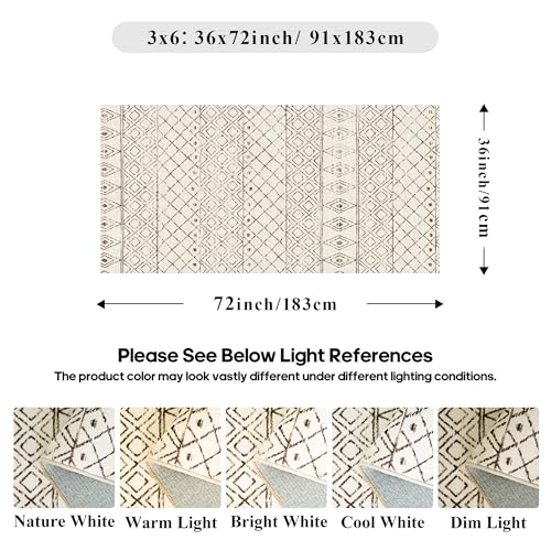 3x6 Washable Kitchen Runner Rug: Non Slip Moroccan Hallway Runners Beige - color: Geo Beige, size: 3' x 6' (Rectangular)