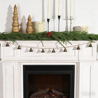 Christmas Decorations-Rustic Bells Garland for Xmas Tree Mantel Window Fireplace Home Wall Decor
