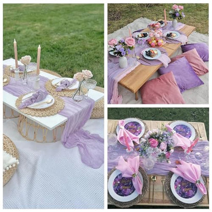 6 Pack Lavender Purple Cheesecloth Table Runner 35 x 120 Inch - color: Lavender, size: 6 Pcs - 10 Ft