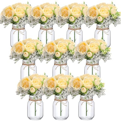 XunYee 10 Set Mason Jars for Centerpieces,Champagne,Peony, Gypsophila - color: Champagne, size: Peony, Gypsophila