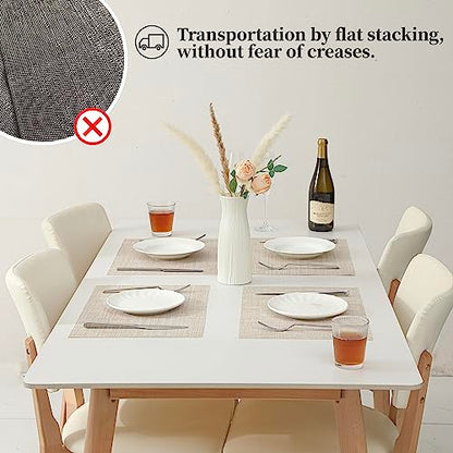 Woven Vinyl Beige Placemats Set of 24, Linen Look & Easy to Clean - color: Beige, size: Set of 24
