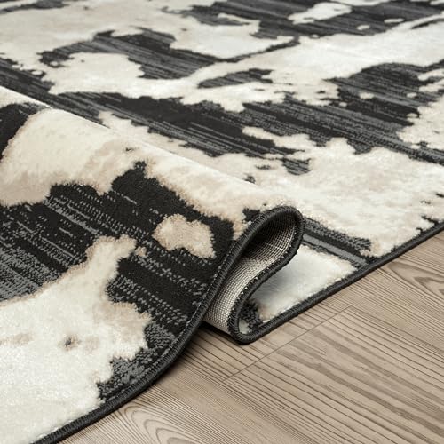 Abani Black and Cream Area Rug | 5' x 8' Tan and Beige Abstract Pattern | Perfect for Living Room and Bedroom | Terra Collection - color: Grey, size: 5'3" x 7'6" (Rectangular)