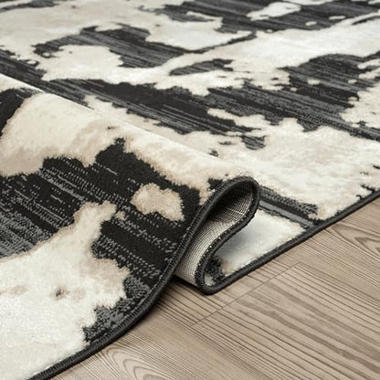 Abani Black and Cream Area Rug | 5' x 8' Tan and Beige Abstract Pattern | Perfect for Living Room and Bedroom | Terra Collection - color: Grey, size: 5'3" x 7'6" (Rectangular)