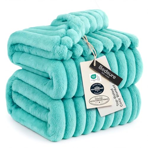 Bedsure Soft Queen Size Blanket for Bed Blue Fog 90"x90" - color: Blue Fog, size: Queen