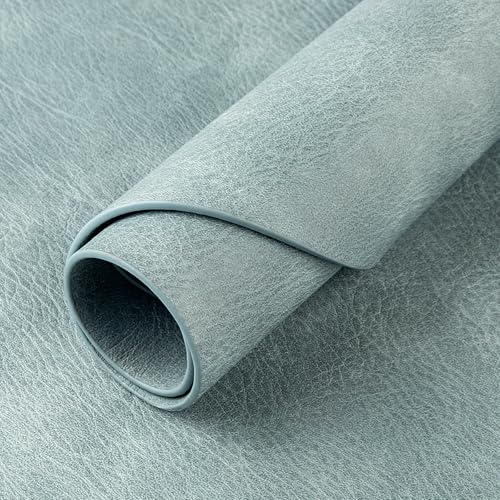 ADRIMER Oval Placemats Set of 6, Wipeable Faux Leather, Light Blue - color: Light Blue