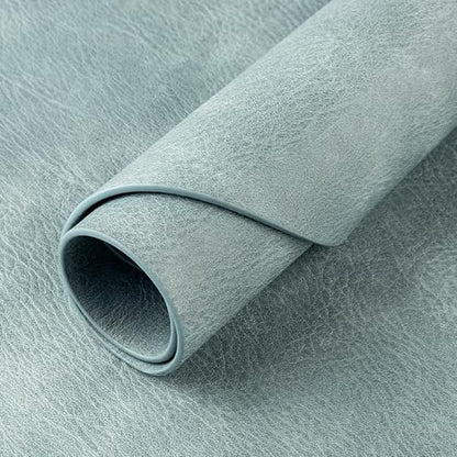ADRIMER Oval Placemats Set of 6, Wipeable Faux Leather, Light Blue - color: Light Blue