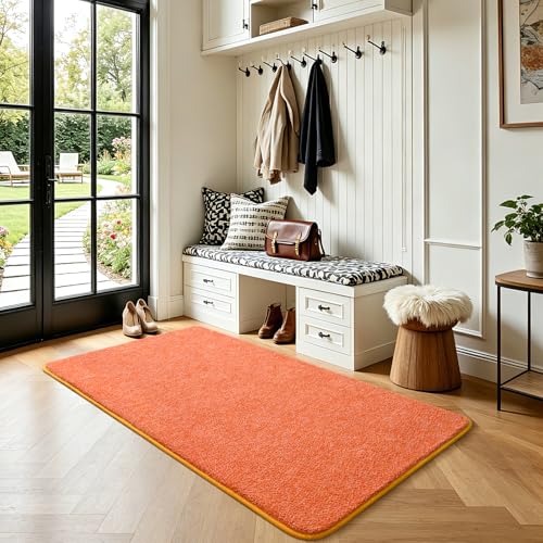 Keeko 2x4 Area Rugs for Living Room,Soft Washable Memory Foam Bedroom Rug - color: Orange-white, size: 2' X 4' (Rectangular)