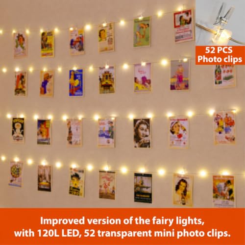 HXWEIYE 120LEDs Photo Clips String Light, 40Ft USB, Remote, 8 Modes & Timer - color: Warm White, size: 40 Feet, 120 LEDs, USB Powered, 8 Modes