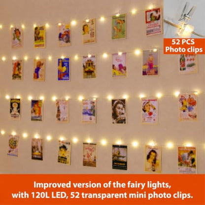 HXWEIYE 120LEDs Photo Clips String Light, 40Ft USB, Remote, 8 Modes & Timer - color: Warm White, size: 40 Feet, 120 LEDs, USB Powered, 8 Modes