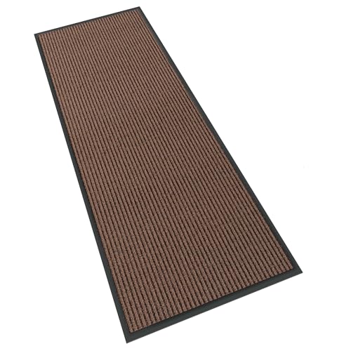 Front Door Mat, 72" x 24" Heavy Duty Indoor Outdoor Doormat - color: Brown Stripe, size: 2' x 6' (Rectangular)