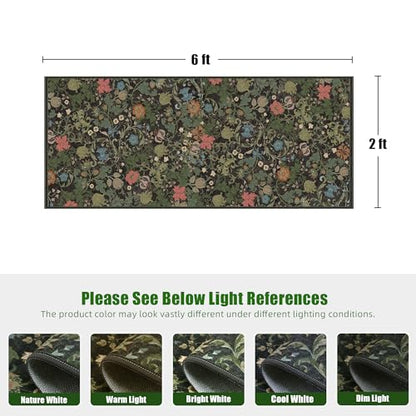 Deerly Hallway Runner Rug 2x6, Washable Kitchen Rug Non Slip, Black Green - color: Black, size: 2'x6'