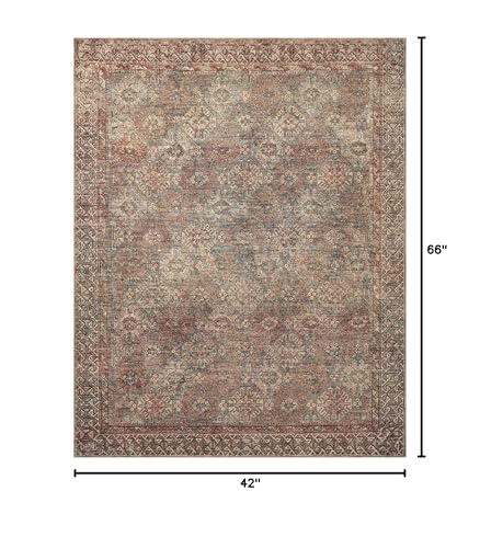 Loloi Amber Lewis Billie Aqua/Rust 3'-6" x 5'-6" Accent Rug - color: Aqua / Rust, size: 5'6" x 3'6" (Rectangular)
