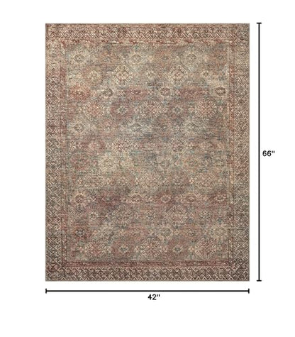 Loloi Amber Lewis Billie Aqua/Rust 3'-6" x 5'-6" Accent Rug - color: Aqua / Rust, size: 5'6" x 3'6" (Rectangular)