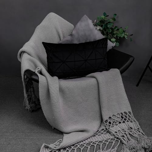 JWH Velvet Pillow Cover, Black, 14x24 Inch - color: Black, size: 24" x 14" (Pack of 1)