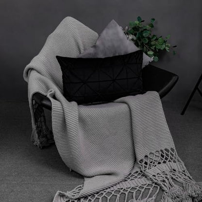 JWH Velvet Pillow Cover, Black, 14x24 Inch - color: Black, size: 24" x 14" (Pack of 1)