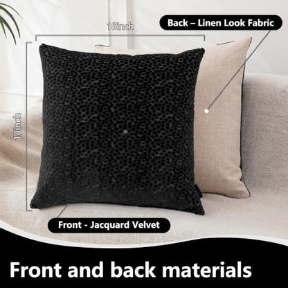 FIFU 18x18 Inch Throw Pillow Covers Set of 2, Jacquard Velvet, Black - color: Black, size: 18" x 18" (Pack of 2)