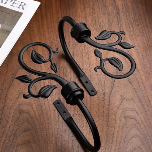 SUQ I OME Leaf Shaped Curtain Holdbacks, Black, 1 Pair - color: Black