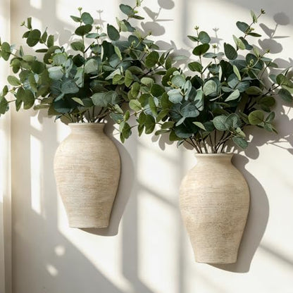 Vanselia 2 Pack Ceramic Wall Vase Home Decor Hanging Planter (12" Retro) - color: 2 Pack Retro-12"