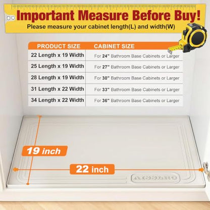 Under Sink Mat 22 X 19, Waterproof Silicone Cabinet Kitchen Liner, Beige - color: Beige, size: 19"W x 22"L
